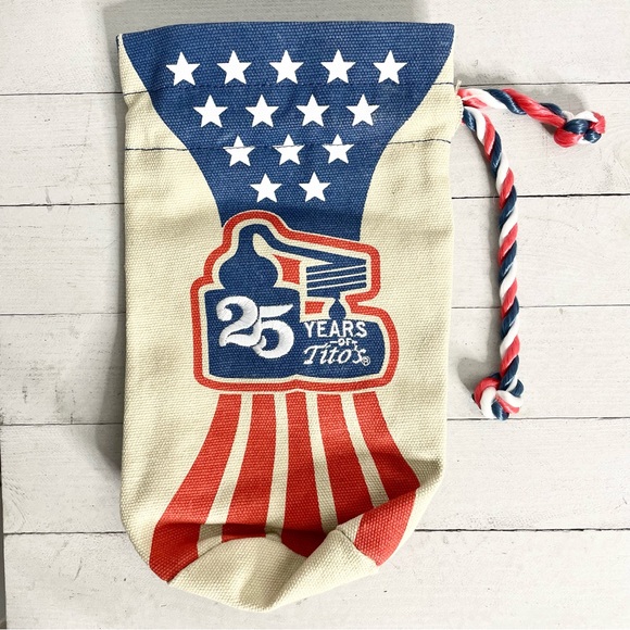 TITO’S VODKA 25th Anniversary Commemorative Canvas Drawstring Bottle Bag - Picture 2 of 2